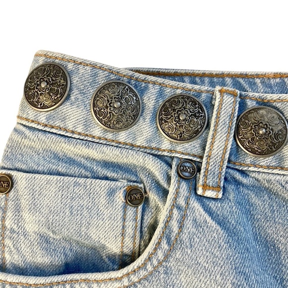 ONE TEASPOON High Waist Bandit Denim Shorts Concho Button Blue Boho REVOLVE - Picture 5 of 10